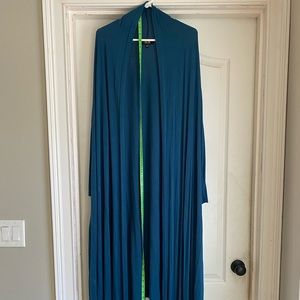 Nene Leaks Drape Front Cardigan Duster - Teal
